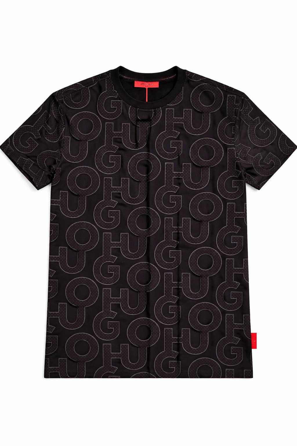 Tricou Premium cu Imprimeu Geometric All-Over și Textură Reliefată