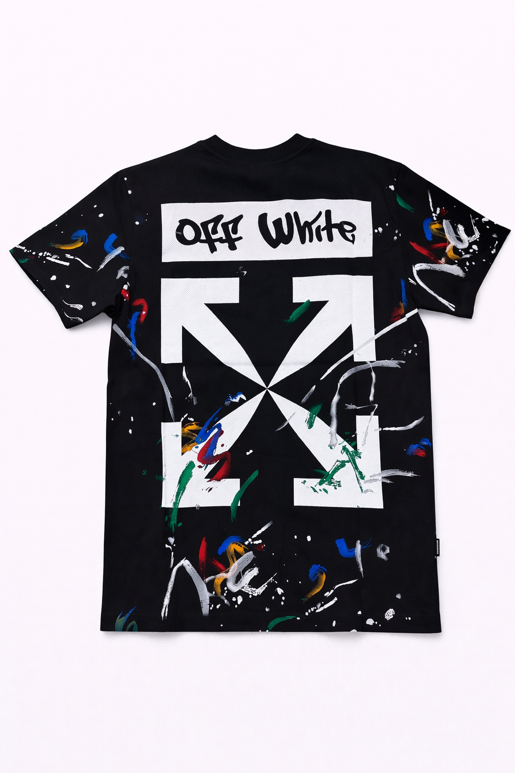 Tricou "Street Art Splatter" – Negru, Oversized cu Grafică Graffiti și Săgeți Logo