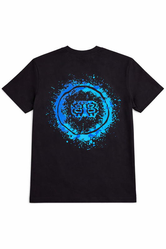 Tricou Premium Black cu Imprimeu Artistic "Azure Splash"