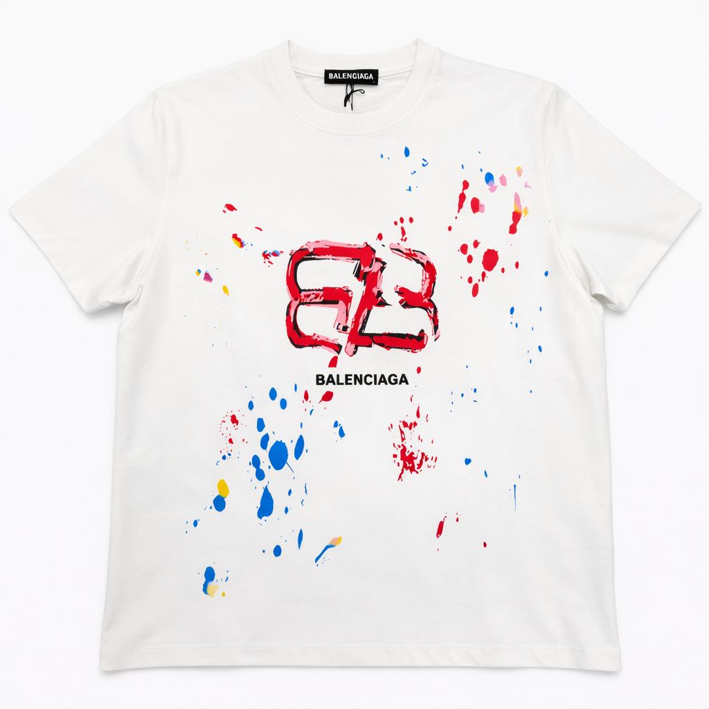 Tricou "Artistic Splash" – Bumbac Premium cu Logo Abstract și Efect de Vopsea