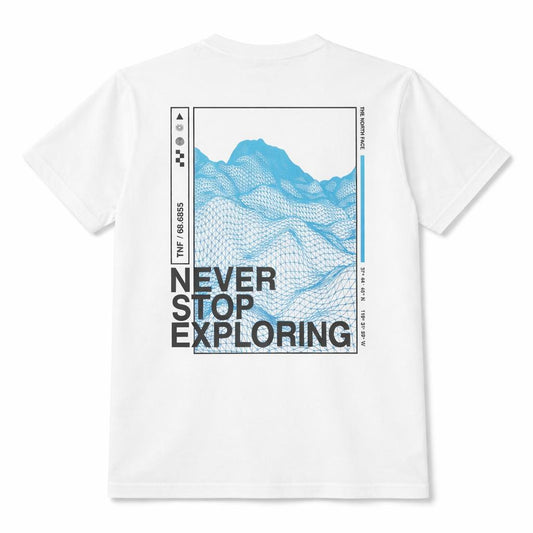 Tricou Alb „Mountain Line Art” – Bumbac Premium cu Design Grafic Montan