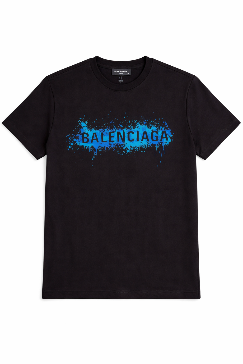 Tricou Premium Black cu Imprimeu Artistic "Azure Splash"