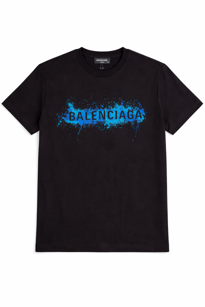 Tricou Premium Black cu Imprimeu Artistic "Azure Splash"