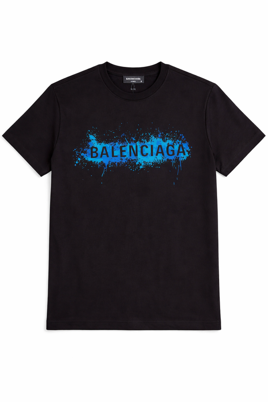 Tricou Premium Black cu Imprimeu Artistic "Azure Splash"