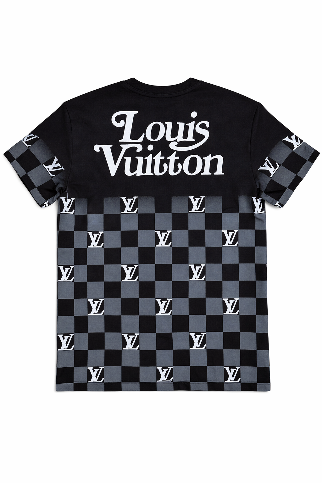 Tricou Premium cu Design Damier și Contrast Grafic