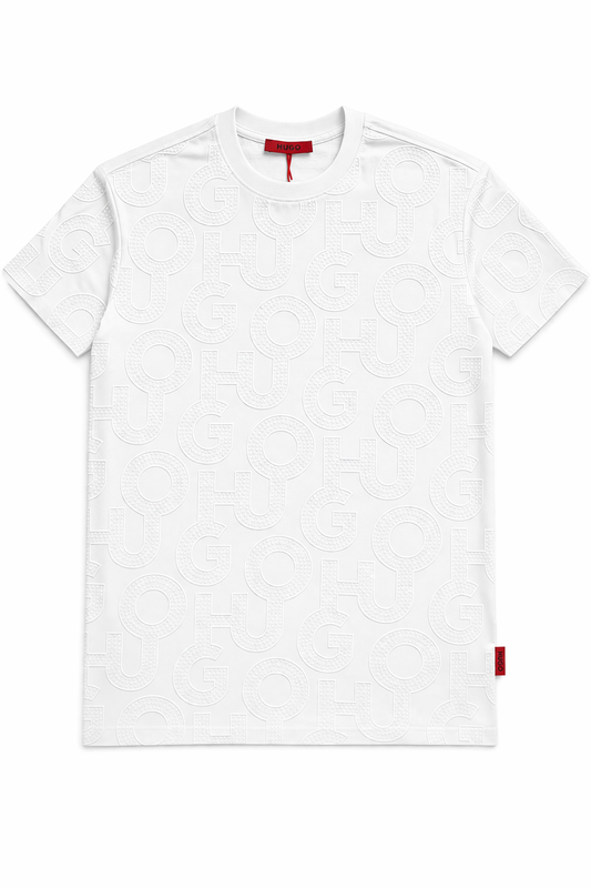 Tricou Premium White cu Textură Embosată All-Over