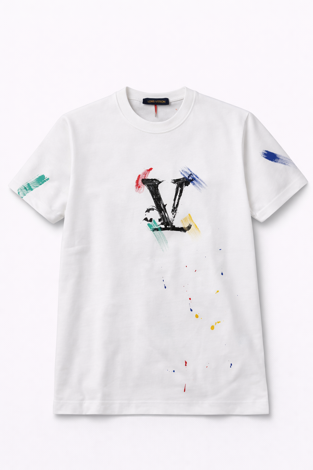 Tricou "Painter's Studio" – Alb, Oversized cu Grafică Abstractă Multi-Color