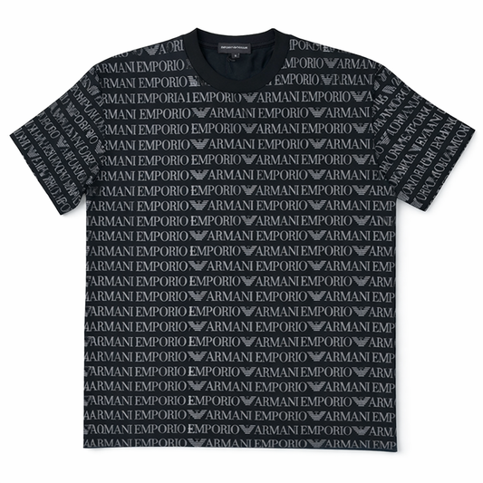 Tricou Premium Black cu Imprimeu Texturat și Guler Rotund