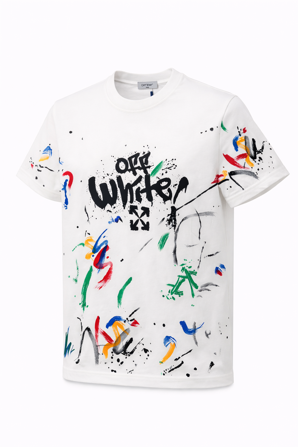 Tricou "Arrows Spray Graffiti" – Alb, Oversized cu Imprimeu Dual