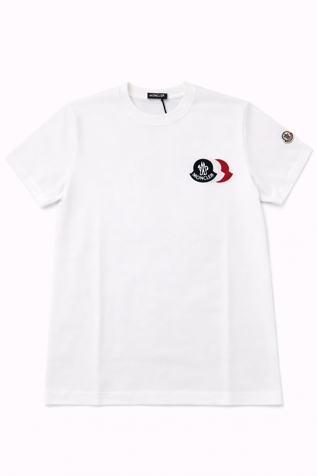 Tricou "Allover Monogram" – Alb, Bumbac Premium cu Pattern Geometric Contrastant