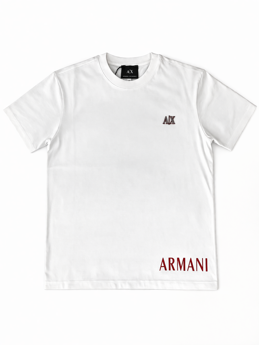 Tricou Premium White cu Patch Central și Detalii Aurii