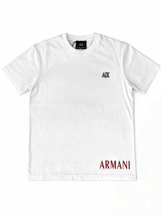 Tricou Premium White cu Patch Central și Detalii Aurii