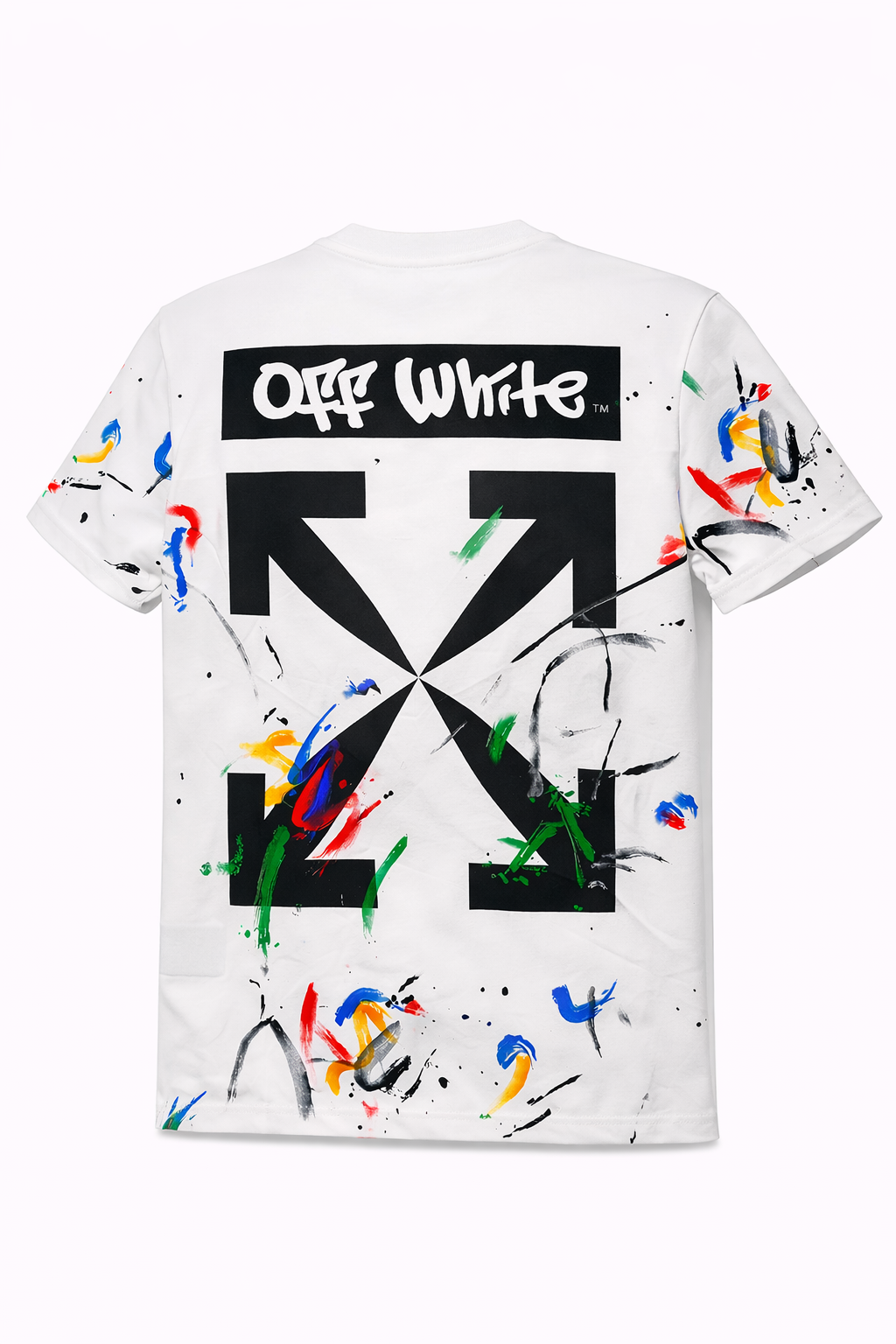 Tricou "Arrows Spray Graffiti" – Alb, Oversized cu Imprimeu Dual