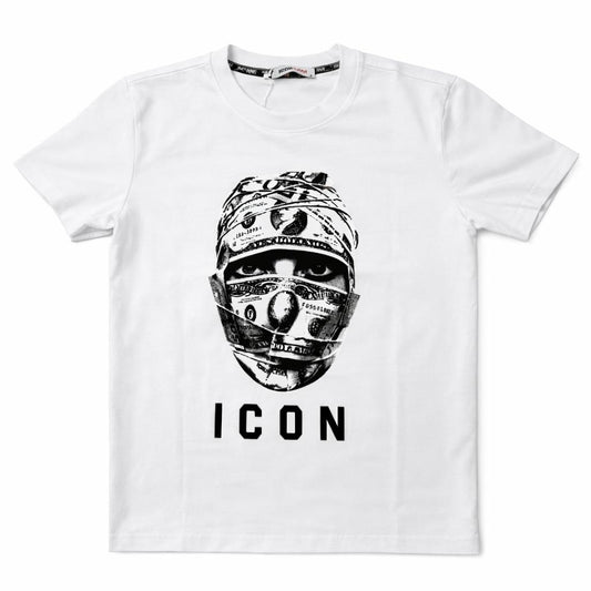 Tricou "Vertical Linear Logo" – Alb , Bumbac Soft cu Imprimeu