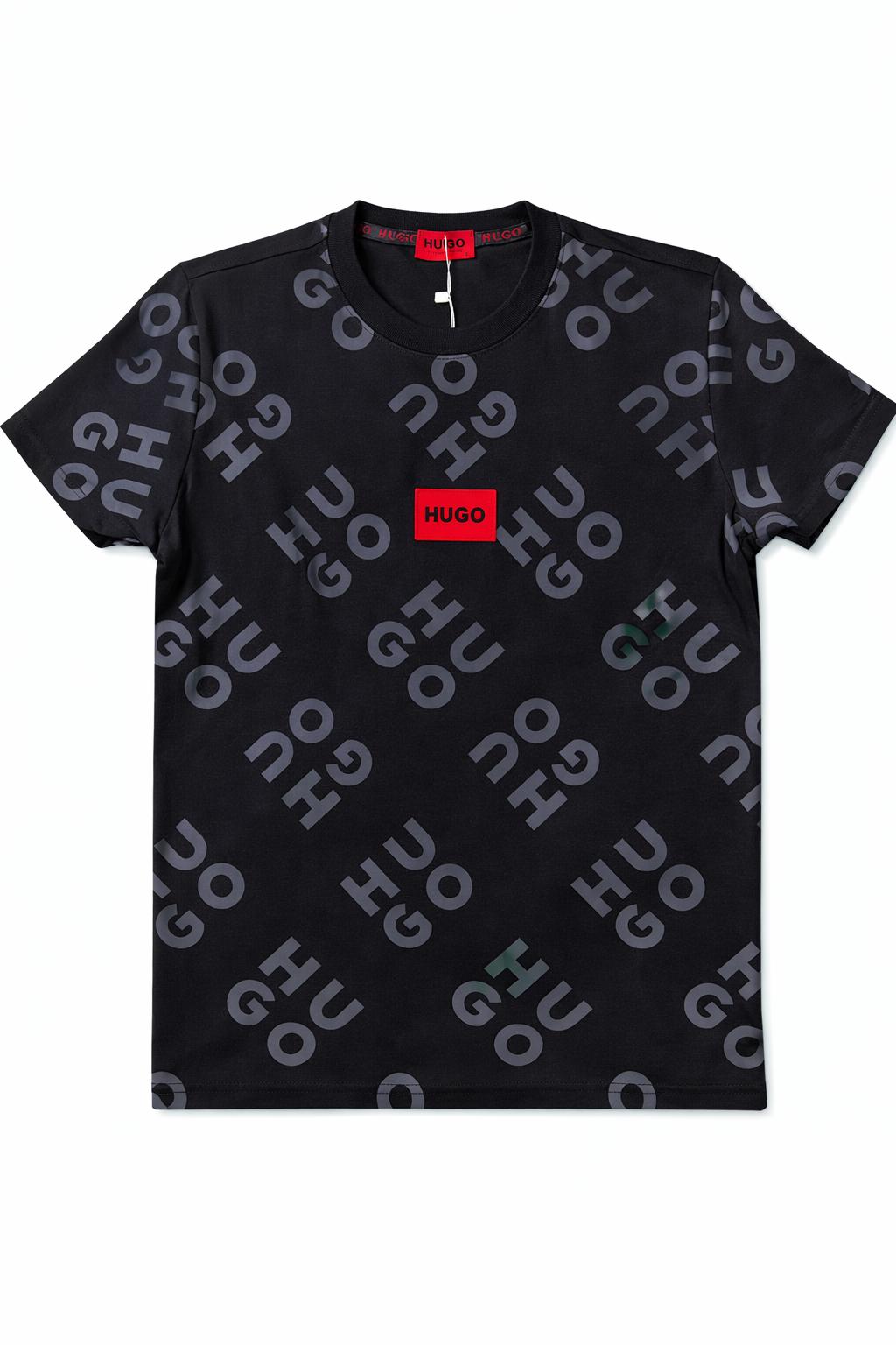 Tricou "Dark Monogram" – Negru, Bumbac Premium cu Imprimeu Textural