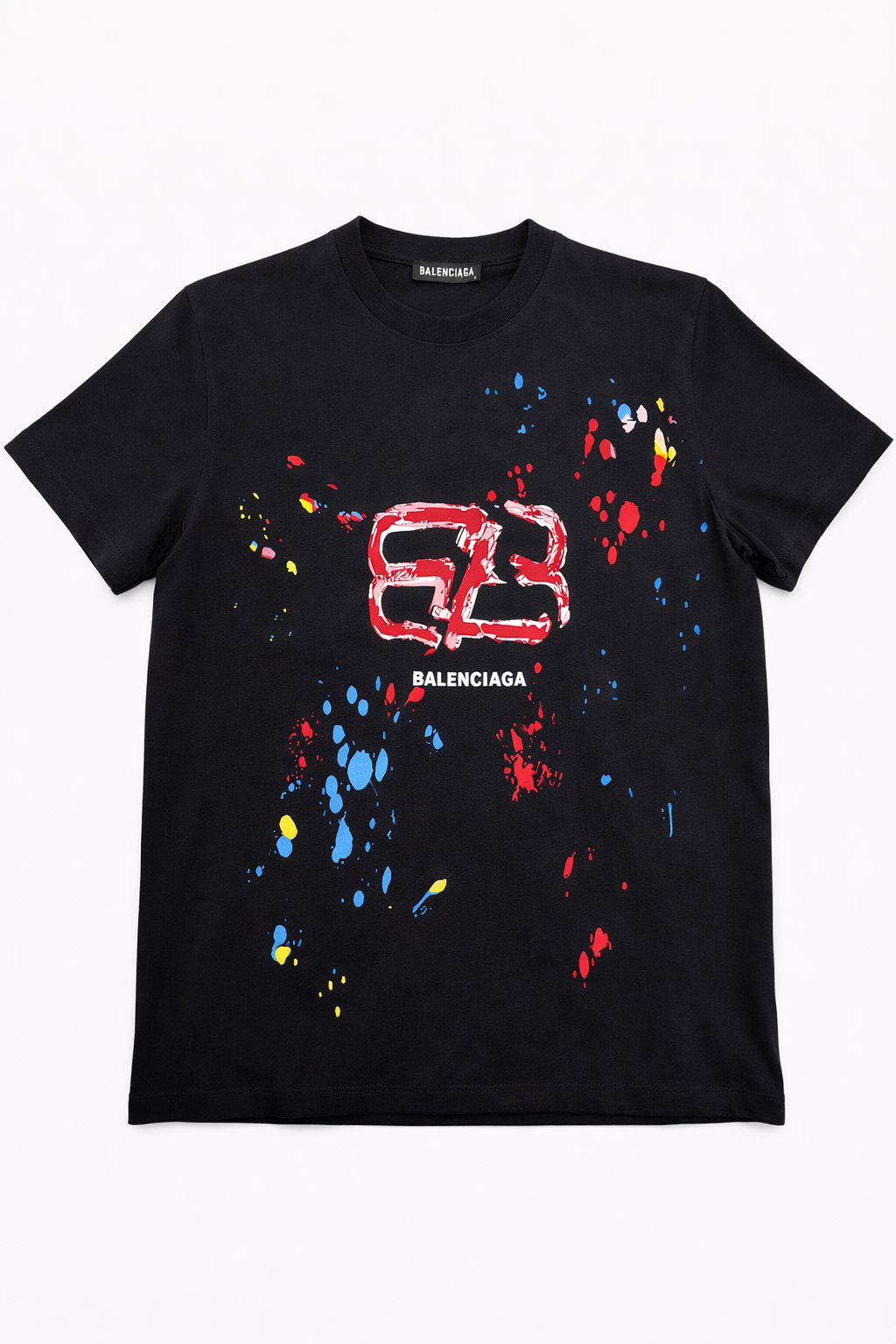 Tricou "Splatter Art Edition" – Negru, Bumbac Premium cu Logo Abstract Multicolore