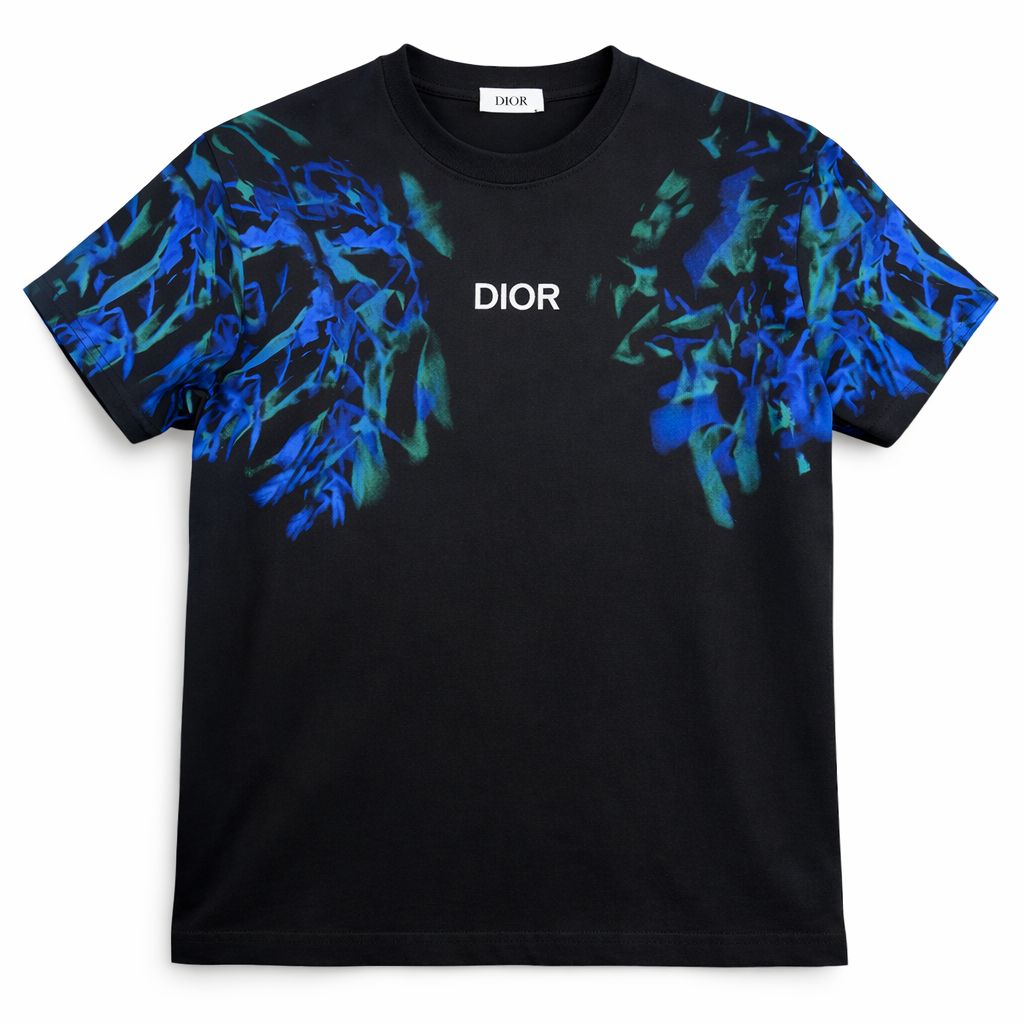 Tricou "Azure Watercolor" – Negru , Bumbac Premium cu Design Floral Artistic