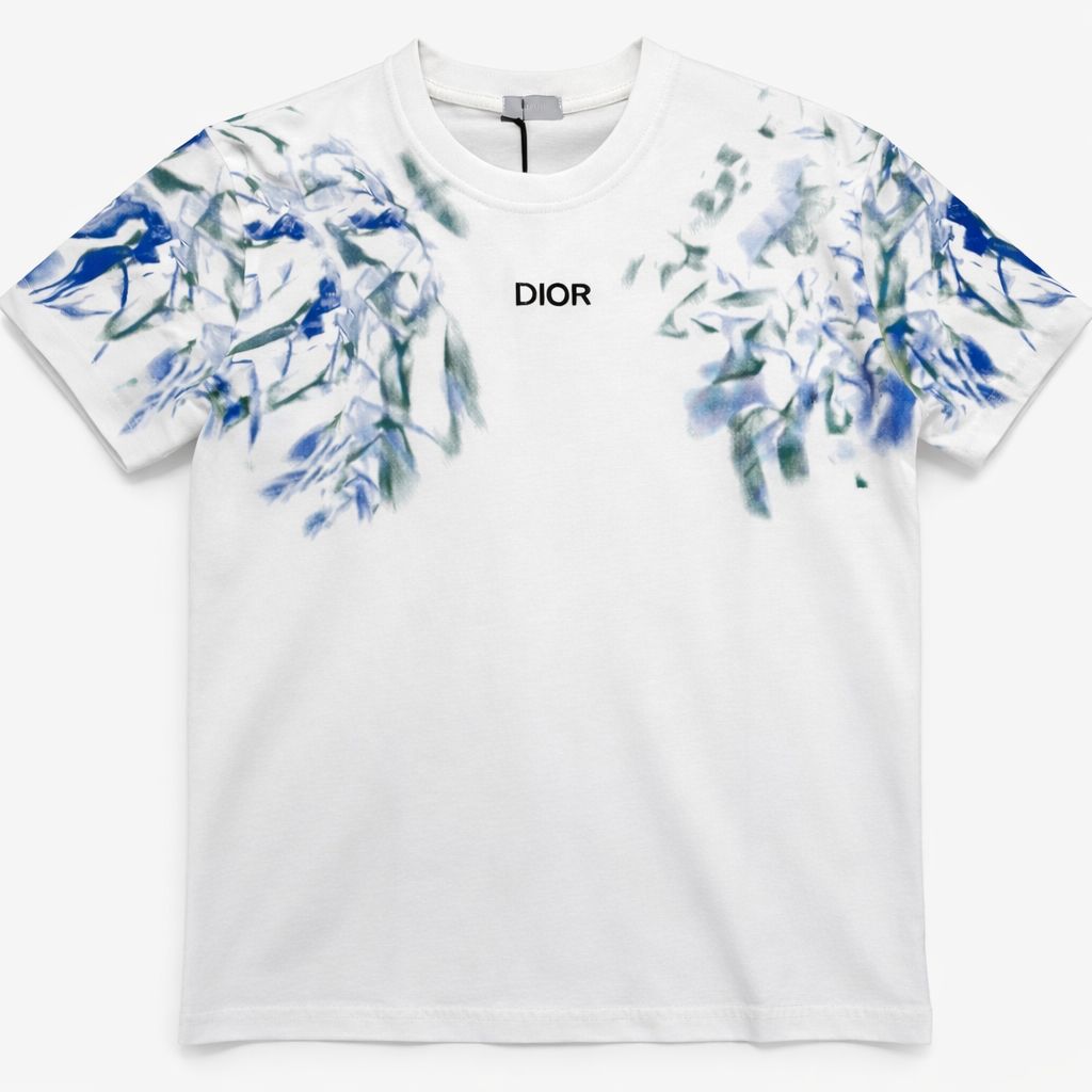 Tricou "Floral Shoulders" – Alb, Bumbac Premium cu Imprimeu Acuarelă