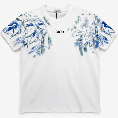 Tricou "Floral Shoulders" – Alb, Bumbac Premium cu Imprimeu Acuarelă