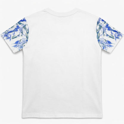 Tricou "Floral Shoulders" – Alb, Bumbac Premium cu Imprimeu Acuarelă