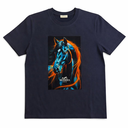 Tricou Navy Premium „Majestic Equine” – Imprimeu Artistic Vibrant