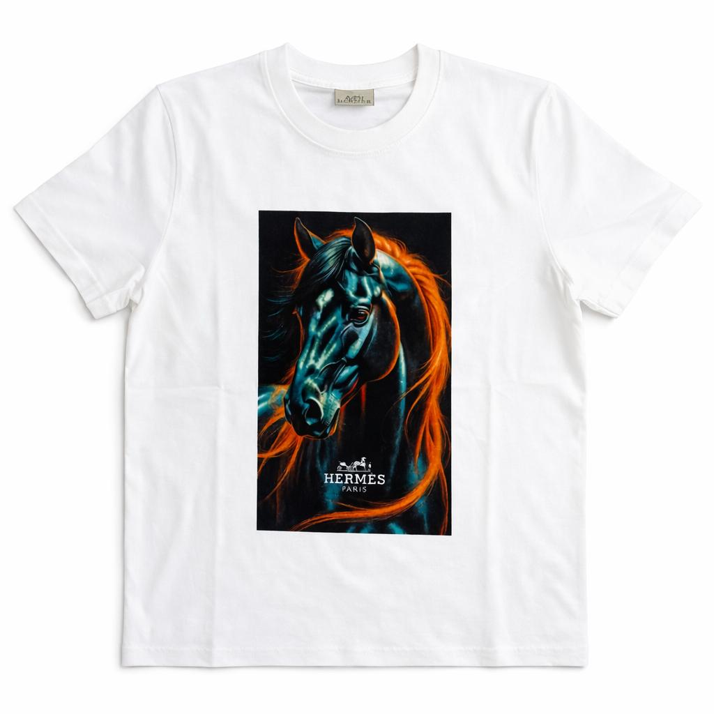 Tricou Alb Premium „Ethereal Stallion” – Imprimeu Grafic de Lux