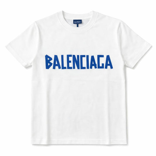 Tricou Alb Premium „Azure Geometry” – Oversized Fit cu Logo Grafic Albastru