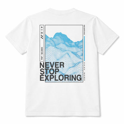 Tricou Alb „Mountain Line Art” – Bumbac Premium cu Design Grafic Montan