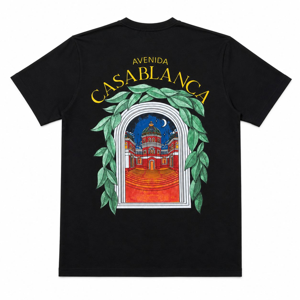 Tricou Negru Premium din Bumbac – Imprimeu Grafic "Avenida" cu Design Arhitectural